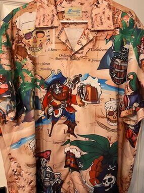 Men's Hawaiian Shirt Pirates Size 2XL